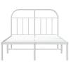 Elegant White Metal Bed Frame with Headboard - 135x190 cm Double