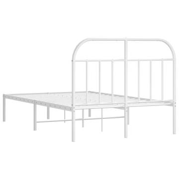 Elegant White Metal Bed Frame with Headboard - 135x190 cm Double