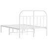 Elegant White Metal Bed Frame with Headboard - 135x190 cm Double