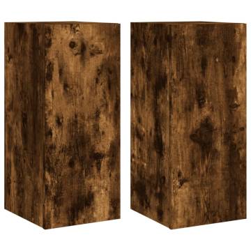 Stylish TV Wall Cabinets with LED Lights - Smoked Oak | HipoMarket