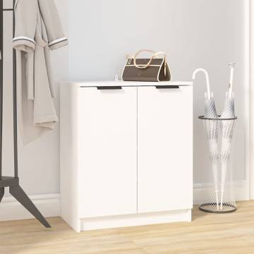 Stylish White Shoe Cabinet - 59x35x70 cm Engineered Wood