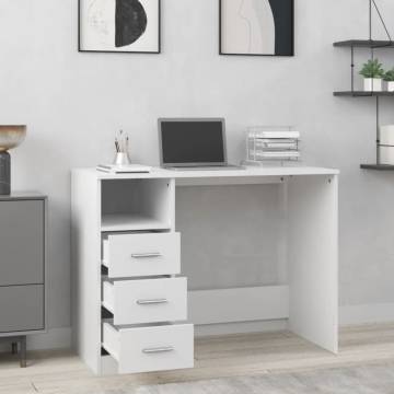 Elegant White Desk with Drawers - 102x50x76 cm