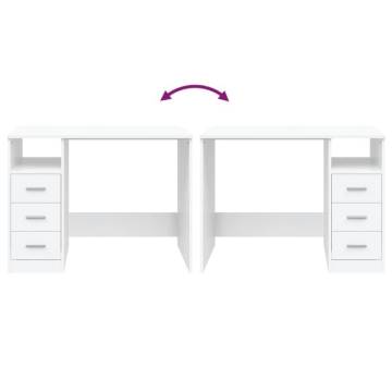 Elegant White Desk with Drawers - 102x50x76 cm