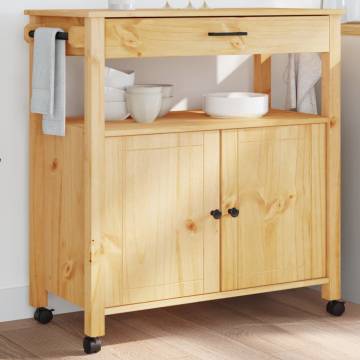 MONZA Kitchen Trolley: Solid Pine Wood Storage Solution