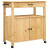 MONZA Kitchen Trolley: Solid Pine Wood Storage Solution