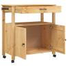 MONZA Kitchen Trolley: Solid Pine Wood Storage Solution