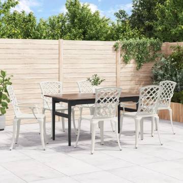 Garden Chairs Set of 6 - Durable Cast Aluminium White