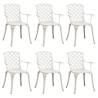 Garden Chairs Set of 6 - Durable Cast Aluminium White