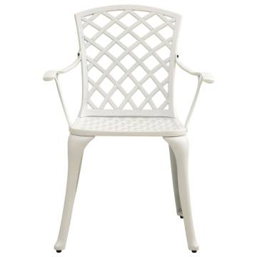 Garden Chairs Set of 6 - Durable Cast Aluminium White