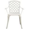 Garden Chairs Set of 6 - Durable Cast Aluminium White