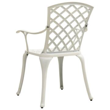 Garden Chairs Set of 6 - Durable Cast Aluminium White