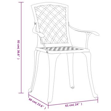 Garden Chairs Set of 6 - Durable Cast Aluminium White