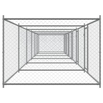 Durable Grey Dog Cage with Doors - Galvanised Steel