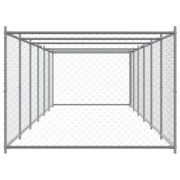 Dog Cage with Door Grey - Durable Galvanised Steel 12x2x1.5m