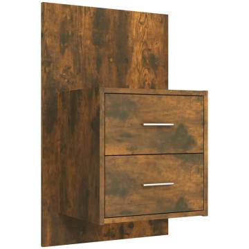 Smoked Oak Bed Headboard with Cabinets - Stylish Storage Solution