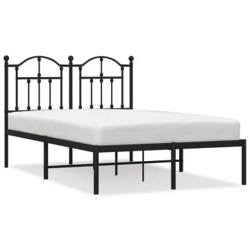 Robust Black Metal Bed Frame 120x200 cm with Headboard