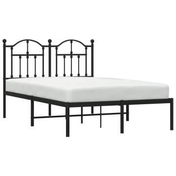 Robust Black Metal Bed Frame 120x200 cm with Headboard