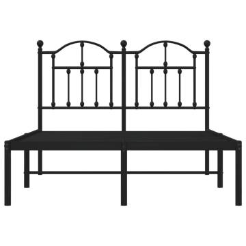 Robust Black Metal Bed Frame 120x200 cm with Headboard