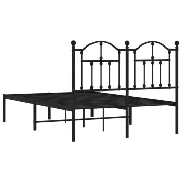 Robust Black Metal Bed Frame 120x200 cm with Headboard