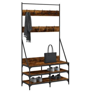 Clothes Rack with Shoe Storage | Smoked Oak - 100x40x184 cm