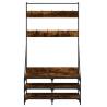 Clothes Rack with Shoe Storage | Smoked Oak - 100x40x184 cm