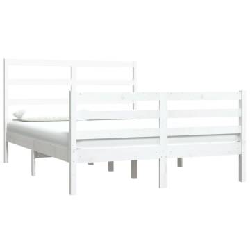 White Solid Wood Pine Bed Frame 140x190 cm - Timeless Design