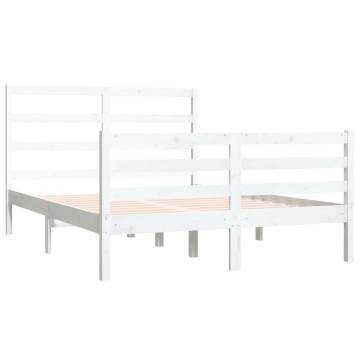 White Solid Wood Pine Bed Frame 140x190 cm - Timeless Design