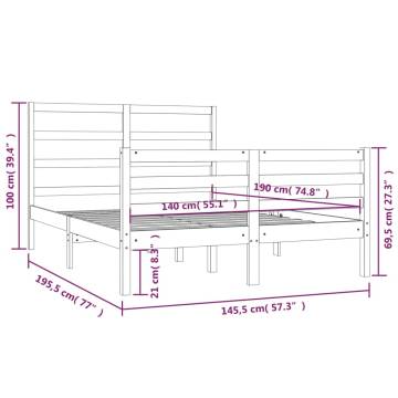 White Solid Wood Pine Bed Frame 140x190 cm - Timeless Design