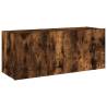 Stylish TV Wall Cabinet with LED Lights - Smoked Oak