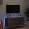 Stylish TV Wall Cabinet with LED Lights - Smoked Oak