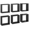 High Gloss Black Wall Cube Shelves - Set of 6 | Hipomarket UK