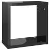 High Gloss Black Wall Cube Shelves - Set of 6 | Hipomarket UK