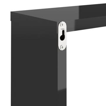 High Gloss Black Wall Cube Shelves - Set of 6 | Hipomarket UK