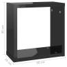 High Gloss Black Wall Cube Shelves - Set of 6 | Hipomarket UK