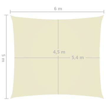 Sunshade Sail 5x6m Oxford Fabric - Cream | Hipo Market