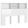 High Gloss White Headboard Cabinet - 140x19x103.5 cm