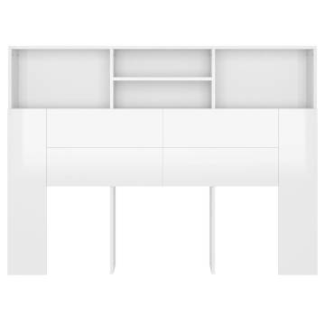 High Gloss White Headboard Cabinet - 140x19x103.5 cm