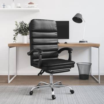 Massage Reclining Office Chair - Black Faux Leather | HipoMarket