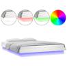 LED Bed Frame White 120x200 cm - Solid Wood & LED Lights