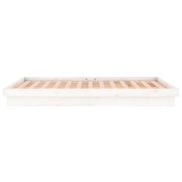 LED Bed Frame White 120x200 cm - Solid Wood & LED Lights