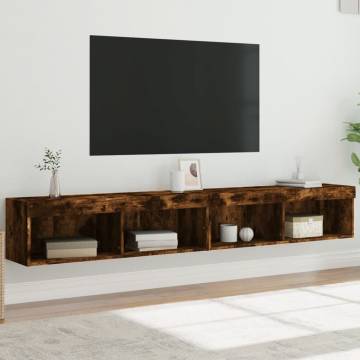 TV Cabinets with LED Lights - Smoked Oak - 2 pcs