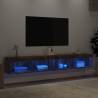 TV Cabinets with LED Lights - Smoked Oak - 2 pcs