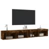 TV Cabinets with LED Lights - Smoked Oak - 2 pcs