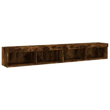 TV Cabinets with LED Lights - Smoked Oak - 2 pcs