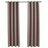 Blackout Curtains with Metal Rings - Taupe 140x245 cm (2 pcs)