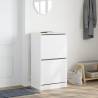 Shoe Cabinet with 2 Flip-Drawers - White Modern Design