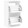 Shoe Cabinet with 2 Flip-Drawers - White Modern Design