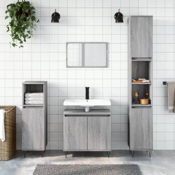 3 Piece Grey Bathroom Cabinet Set | Stylish & Practical Storage