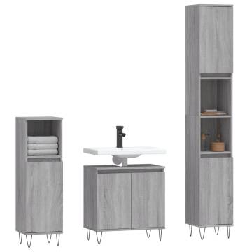 3 Piece Grey Bathroom Cabinet Set | Stylish & Practical Storage