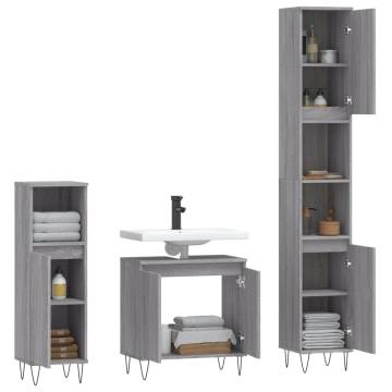 3 Piece Grey Bathroom Cabinet Set | Stylish & Practical Storage